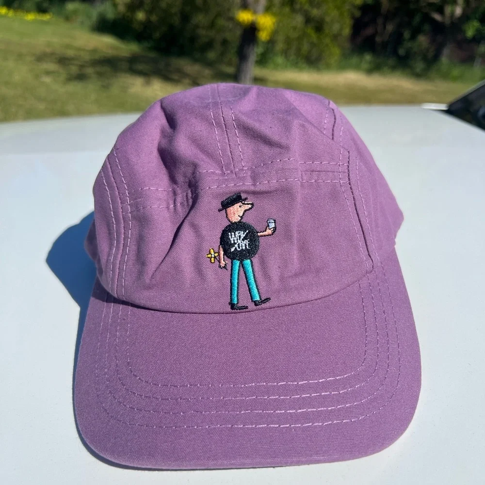 Unisex Purple Character Embroidered 5-Panel Cap
